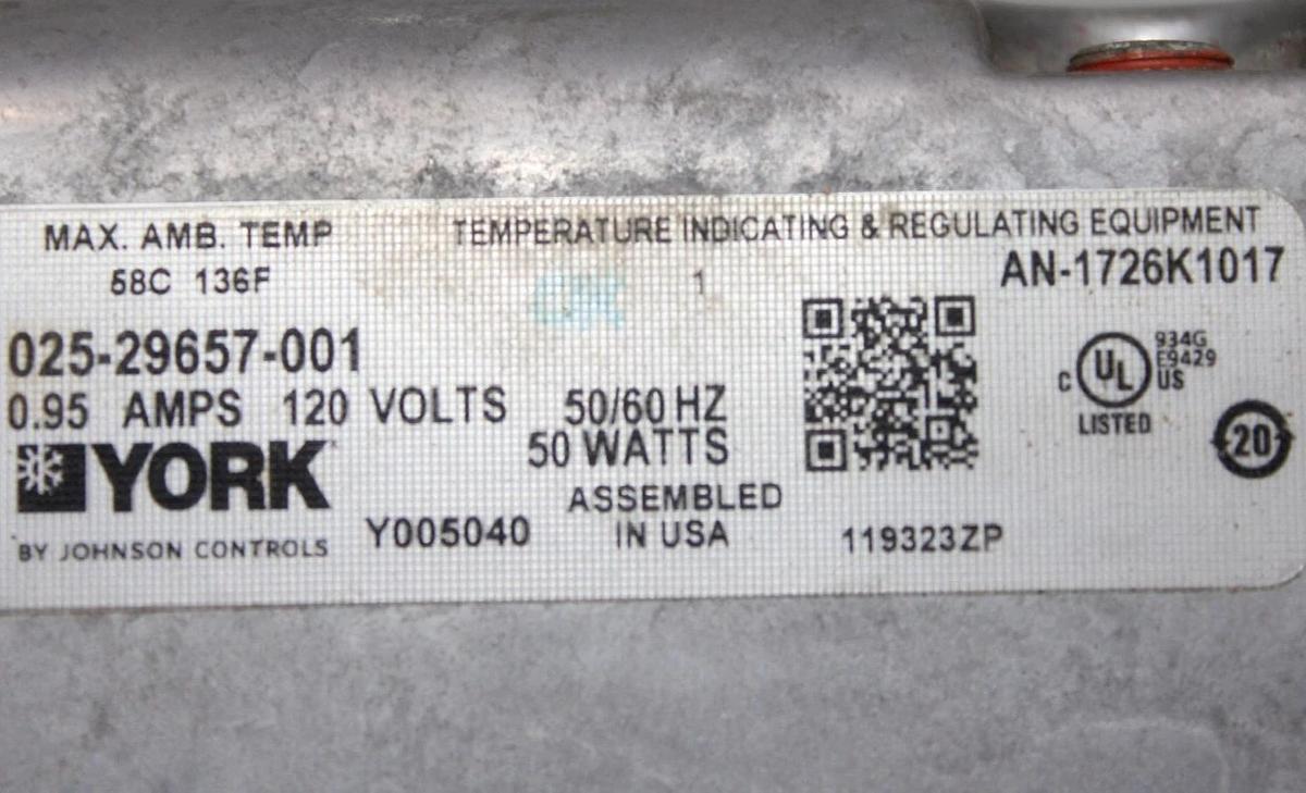 Used YORK ACTUATOR 025-29657-001 0.95 AMP 120 VOLT 50/60 HZ 50 WATT