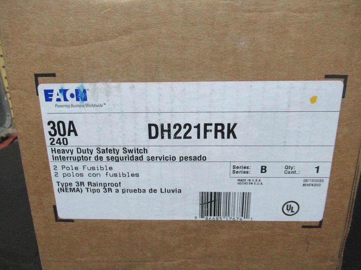 NEW IN BOX EATON HEAVY DUTY SAFETY SWITCH DH221FRK 30 AMP 240 VAC 2-POLE