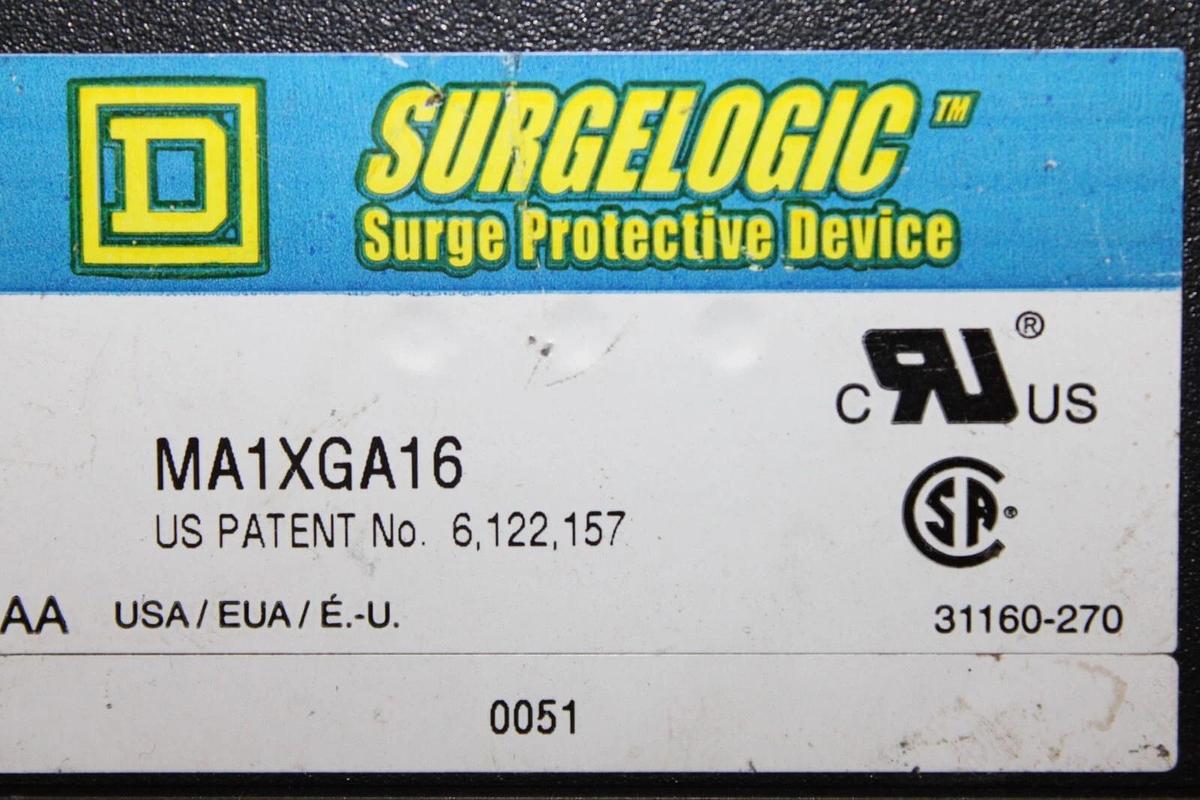Used SQUARE D SURGELOGIC SURGE PROTECTOR MA1XGA16 120 VOLT **WARRANTY**