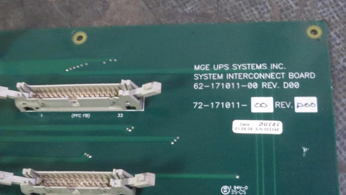 Used MGE UPS SYSTEMS SYSTEM INTERCONNECT ASSEMBLY 62-171011-00 72-171011-00
