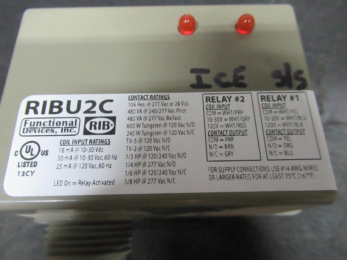 Used FUNCTIONAL DEVICES RIBU2C PILOT RELAY 10 AMP 10-30 VAC COIL: 120 VAC *WARRANTY*