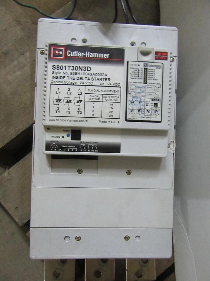 Used 304 AMP CONTINUOUS CUTLER HAMMER INSIDE THE DELTA - SOFT STARTER T801T30N3D