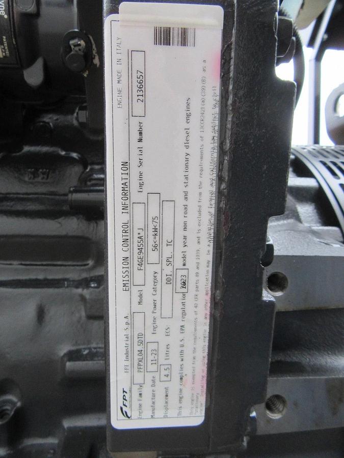 Used NEW 60 KW DIESEL GENERATOR FPT F4GE9455 DIESEL 277/480 VOLT RE-CONNECTABLE
