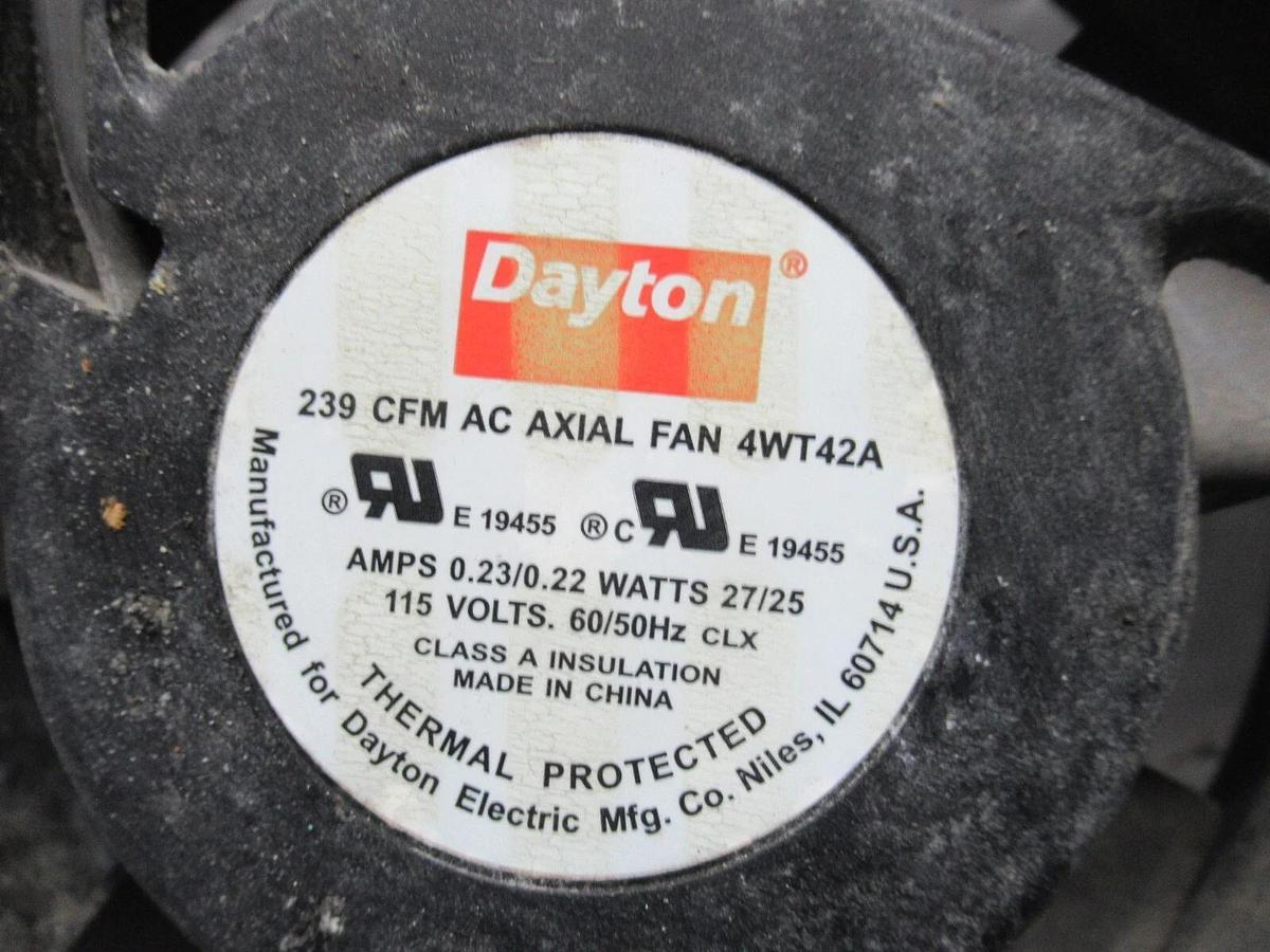 Used DAYTON AC AXIAL COOLING FAN 4WT42A 239 CFM 0.23 AMP 27 WATT 115 VOLT 3200 RPM