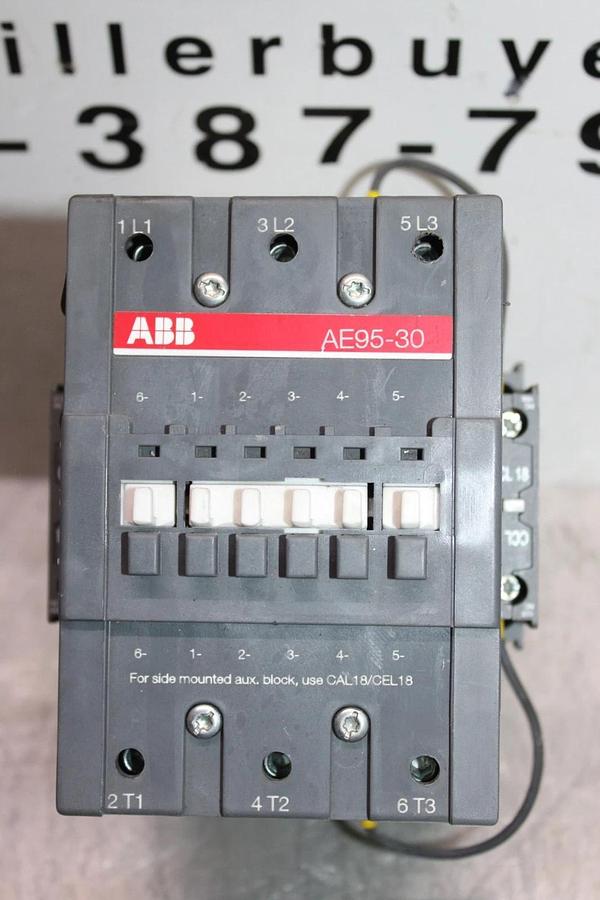 Used ABB CONTACTOR AE95-30 125 AMP 600 VOLT 3-POLE 3-PHASE 75 HP COIL: 48 VDC