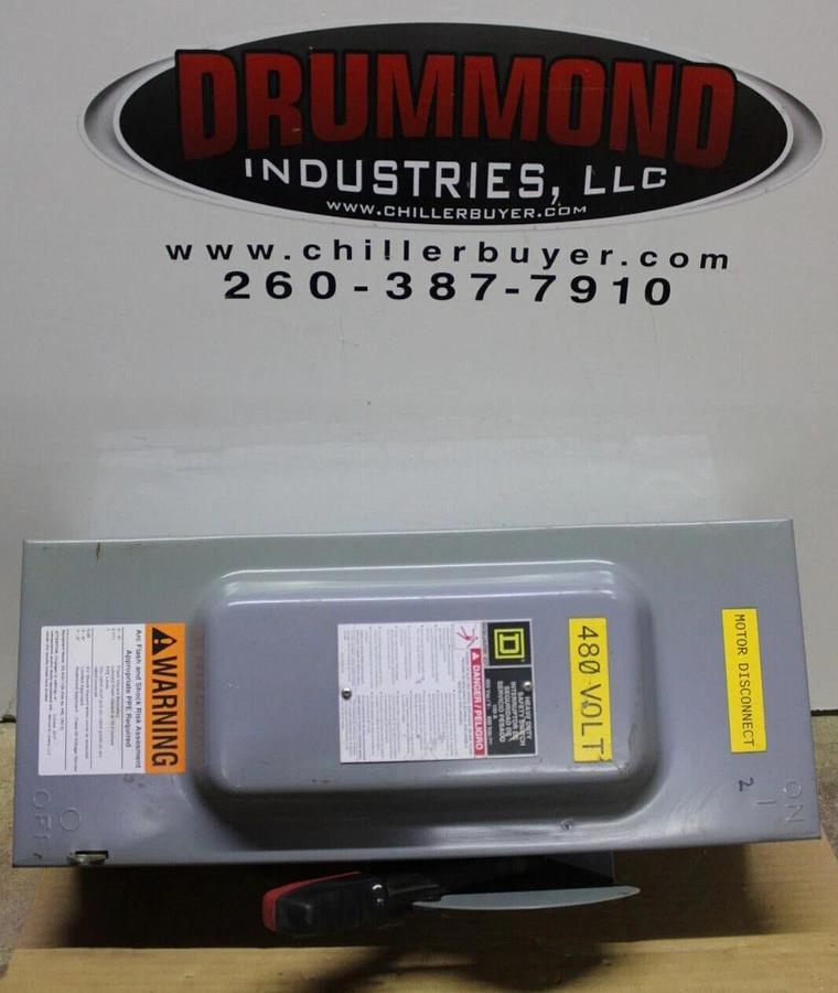 Used SQUARE D DISCONNECT SWITCH HU363 100 AMP 600 VAC TYPE 1 ENCLOSURE