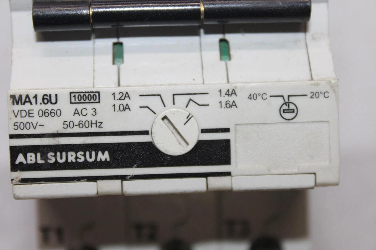 Used ABL SURSUM CIRCUIT BREAKER MA1.6U 480/277 VOLT 1.6 AMP VDE-0660 *WARRANTY*