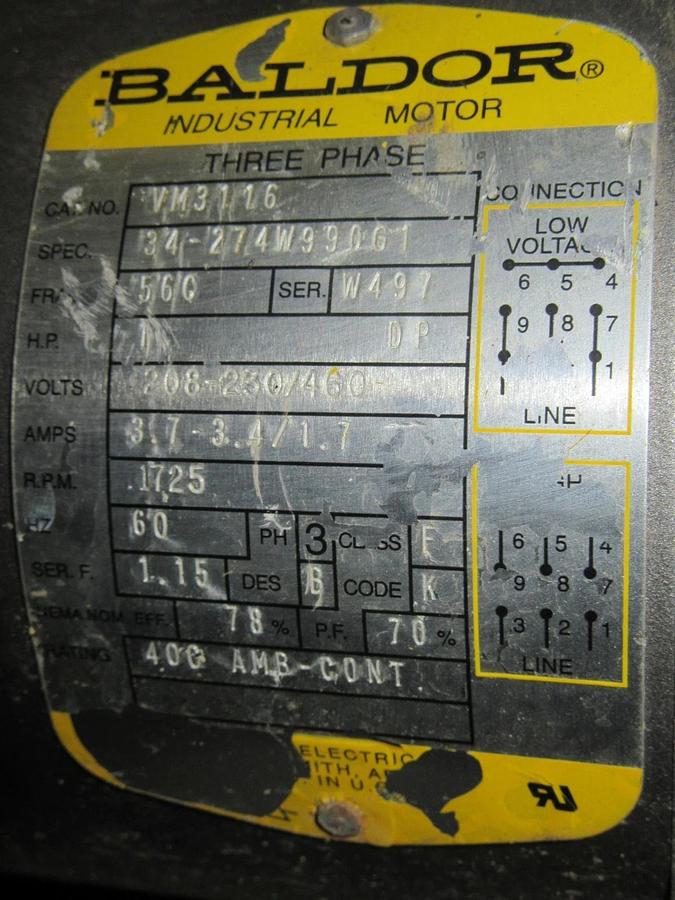 Used WEBSTER POWER FLAME V-SERIES OIL PUMP OP-CR5-GO-30 W/ BALDOR VM3116 1HP MOTOR