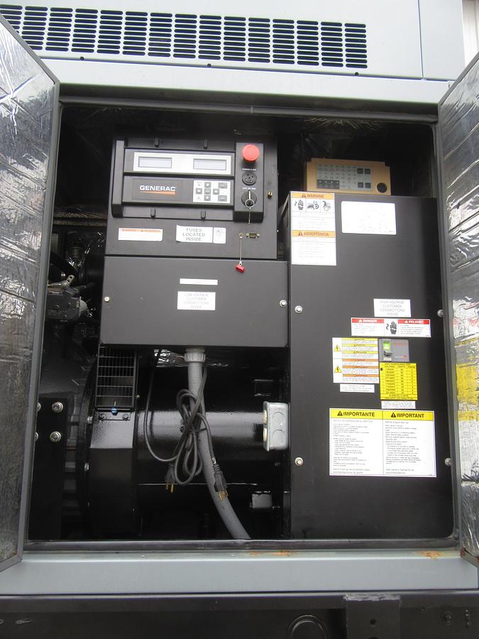 Used 48 KW DIESEL GENERATOR GENERAC 120/240 V FPT 366 HRS SOUND ENCLOSED VIDEO 50 KW