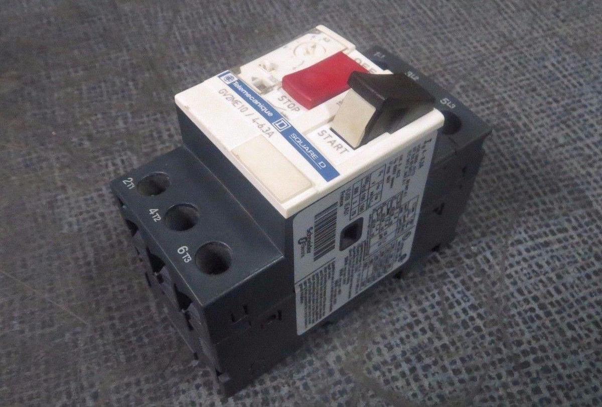 Used TELEMECANIQUE CONTACTOR MANUAL MOTOR START 4-6.3 AMP 600V  MODEL: GV2-ME10