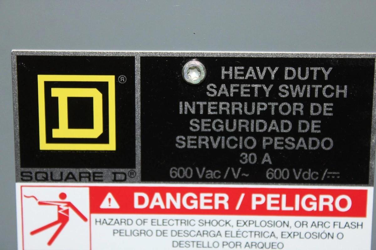 NIB SQUARE D HEAVY DUTY SAFETY SWITCH H361RB 30 AMP 600 VAC TYPE 3R NON-FUSIBLE