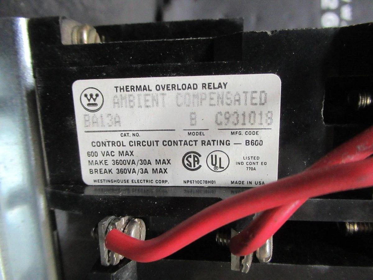 Used WESTINGHOUSE STARTER A200M1CB W/ BA13A 600 VOLT 10 HP NEMA 1 **WARRANTY**