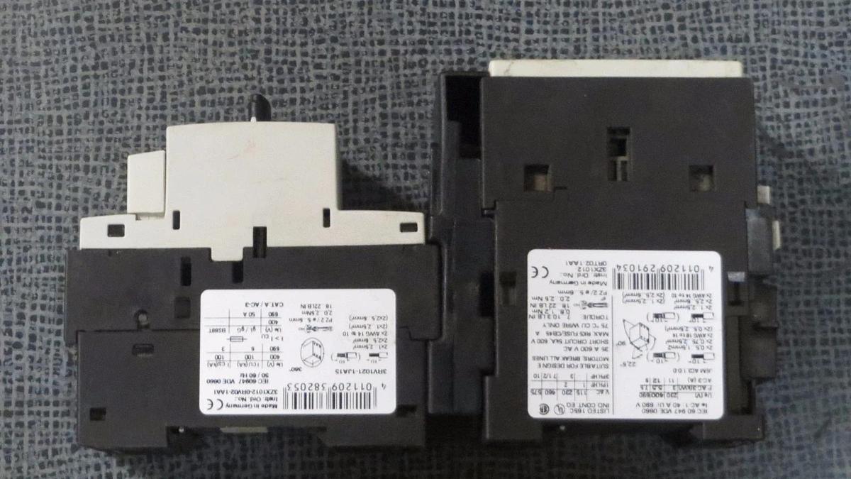 Used SIEMENS SIRIUS 3R STARTER 7-10 AMP 3RV1021-1JA15 W/ 3RT1024-1B & 3RT1926-1BB00