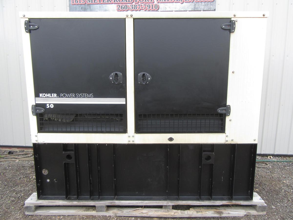 Used 50 KW DIESEL GENERATOR KOHLER 120/240V 50REOZJC ENCLOSED VIDEO