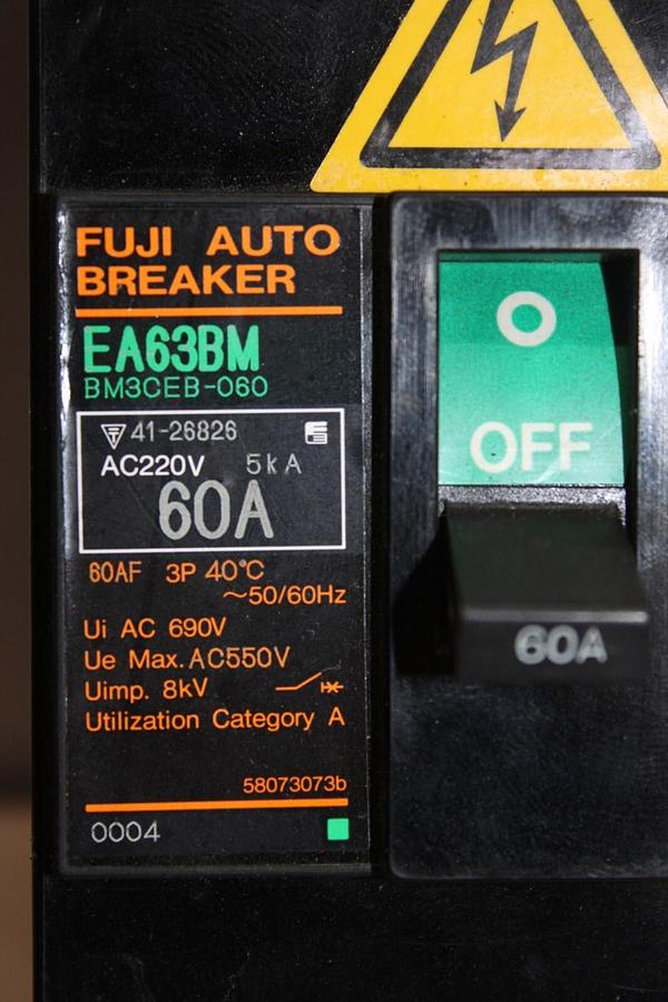 Used FUJI AUTO CIRCUIT BREAKER EA63BM BM3CEB-060 60 AMP 3-POLE 690 VAC *WARRANTY*