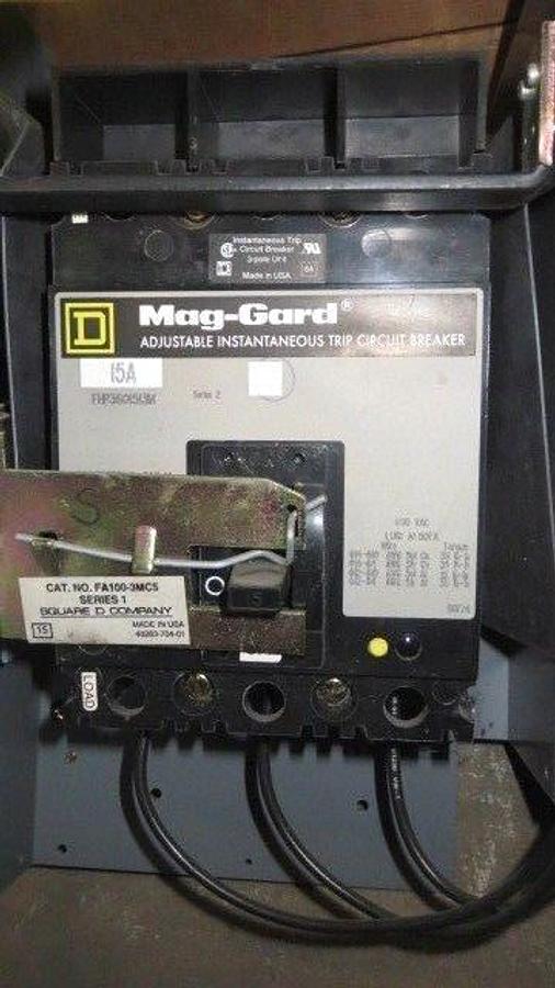 Used SQUARE D 12" MCC BUCKET 480 VAC W/ 15 AMP FHP BREAKER & NEMA SIZE 1 STARTER