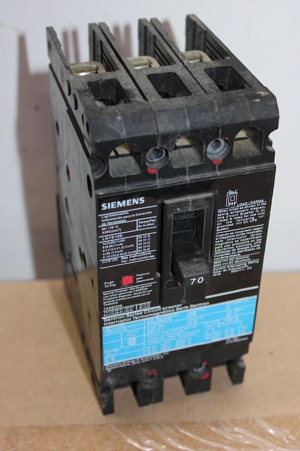 Used SIEMENS ED6 CIRCUIT BREAKER ED63B070 70 AMP 600 VAC 3-POLE **WARRANTY INCLUDED**