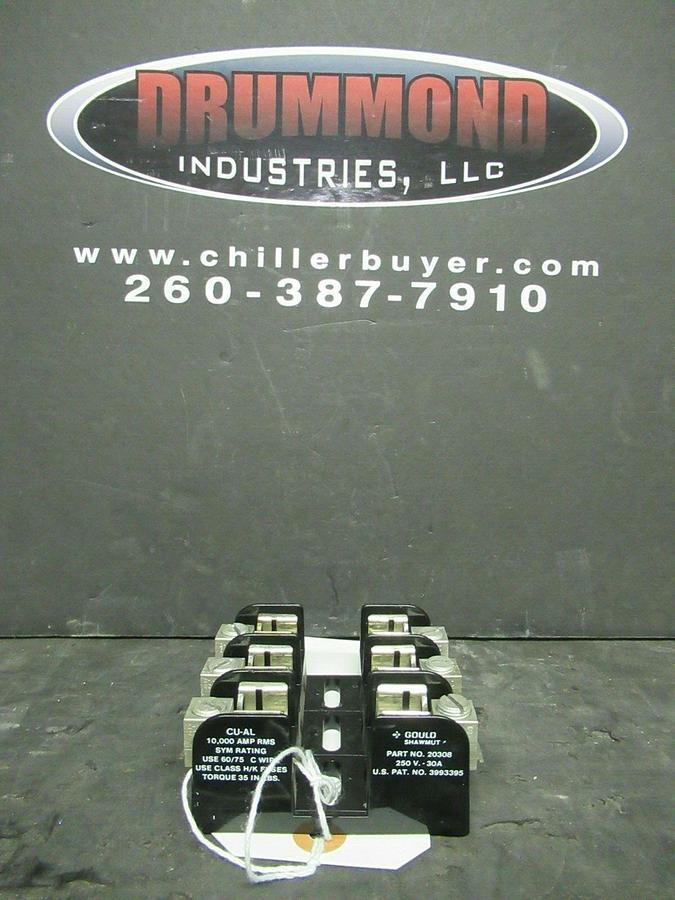 Used GOULD SHAWMUT FUSE HOLDER 20308 FOR 30 AMP 250 V CLASS H/K FUSES
