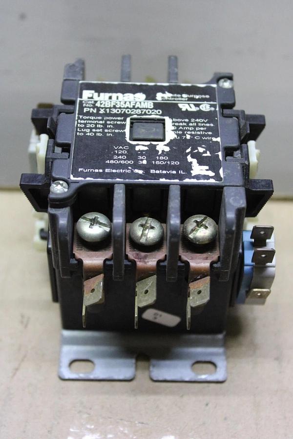 Used FURNAS CONTACTOR 42BF35AFAMB X13070287020 600 VAC 30 AMP COIL: 120V