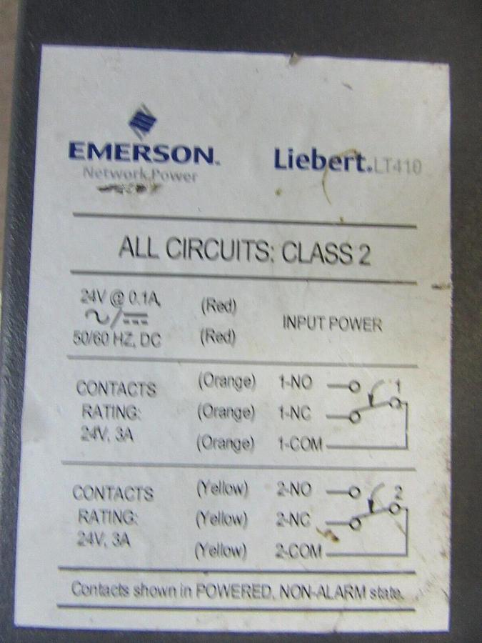 Used LIEBERT LIQUI-TECT POINT SENSOR LT410 24 VAC 0.1 AMP 3 VA TYPE 1 ENCLOSURE