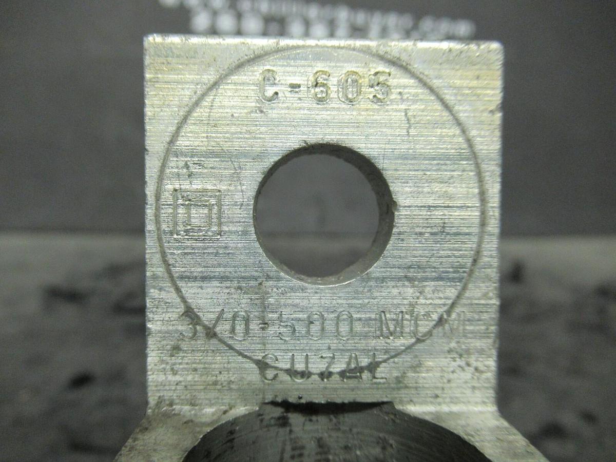 Used 3 QTY SQUARE D C-505 (SINGLE) 1 BARREL MECHANICAL CONNECTOR LUG TAP 500 MCM 3/0