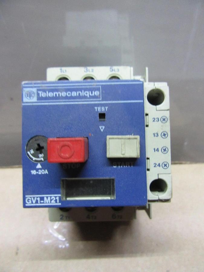 Used TELEMECANIQUE MANUAL MOTOR STARTER GV1-M21 600 VAC 15 HP 20 AMP 3-PHASE