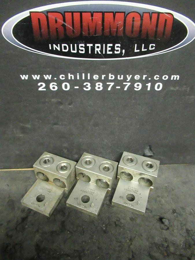 Used (3) QTY BURNDY K2A36U 2 (DOUBLE) BARREL MECHANICAL CONNECTOR LUG TAP 600MCM - 2