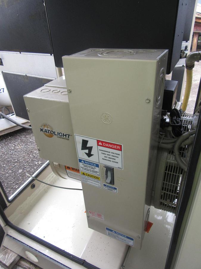Used 30 KW NATURAL GAS PROPANE GENERATOR KATOLIGHT 120/240V RE-CONNECTABLE 114 HRS VIDEO WE SHIP