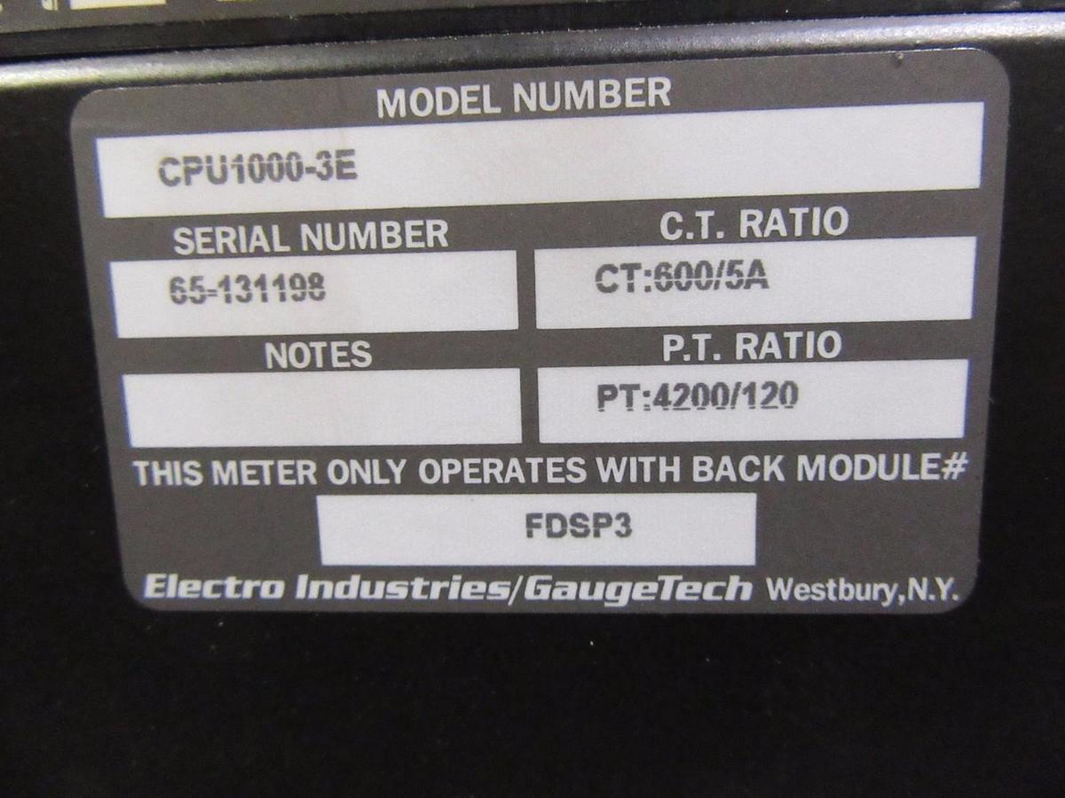 Used ELECTRO INDUSTRIES FUTURA + SERIES CPU1000 MULTIFUNCTION POWER MONITOR W/ P-33