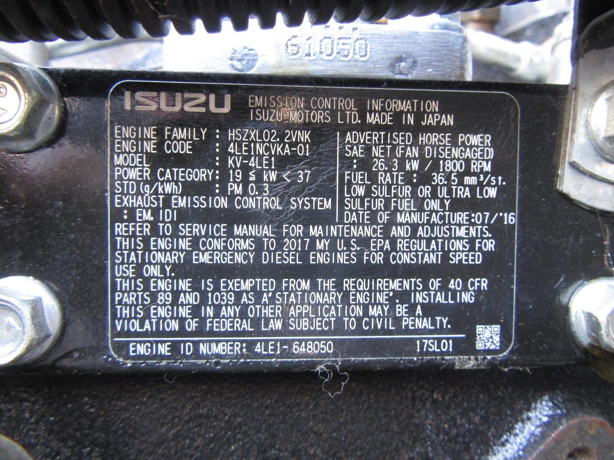 Used 20 KW DIESEL GENERATOR MTU 120/240 V 4LE1 ISUZU SOUND ENCLOSED 258 HRS  VIDEO