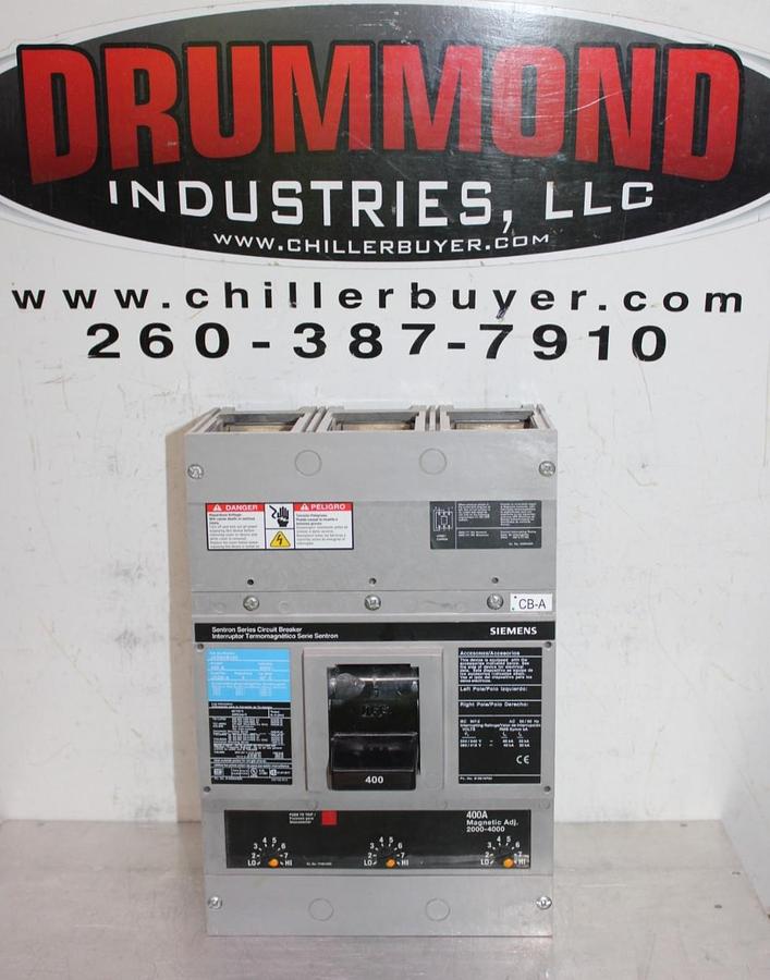 Used SIEMENS SENTRON CIRCUIT BREAKER JXD63B400 400 AMP 3-POLE 600 VAC JXD6-A