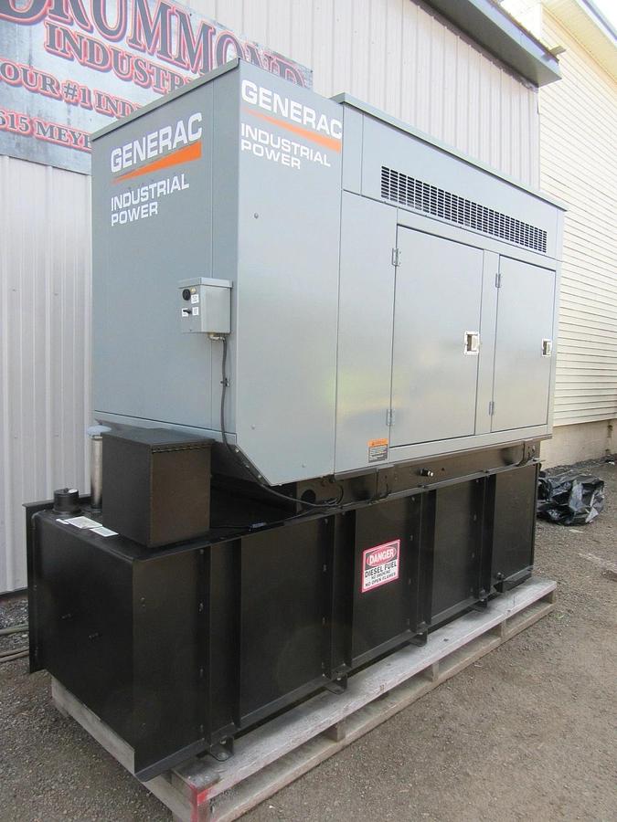 Used 48 KW DIESEL GENERATOR GENERAC 120/240 VOLT 393 HRS SOUND ENCLOSED VIDEO 50 KW