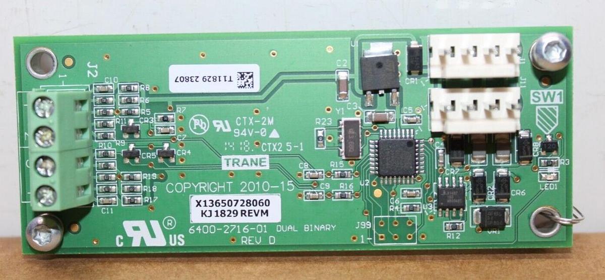 Used TRANE HVAC DUAL BINARY CIRCUIT BOARD X13650728060 REV. M 6400-2716-01 REV. D