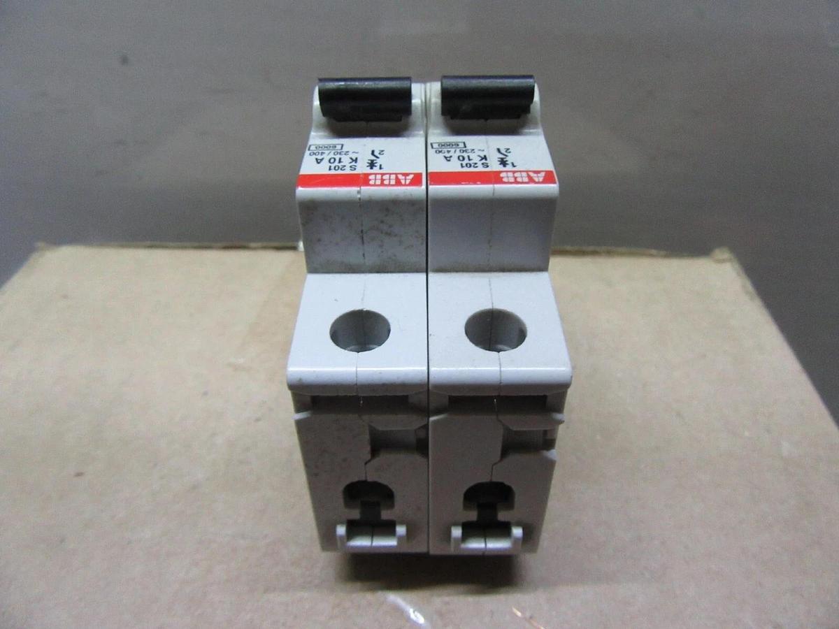Used LOT OF 2 ABB S202-K10A 230/400 VOLT 10 AMP SINGLE POLE **WARRANTY INCLUDED**
