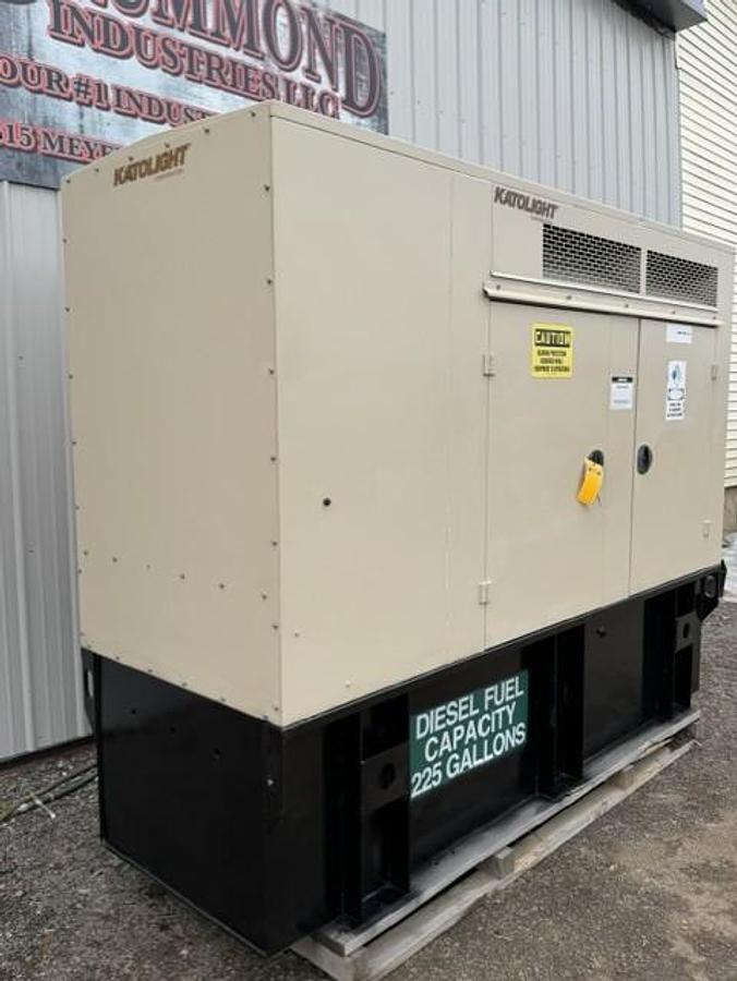 Used 60 KW DIESEL GENERATOR KATOLIGHT 120/240V RE-CONNECTABLE SOUND ENCLOSED 593 HRS