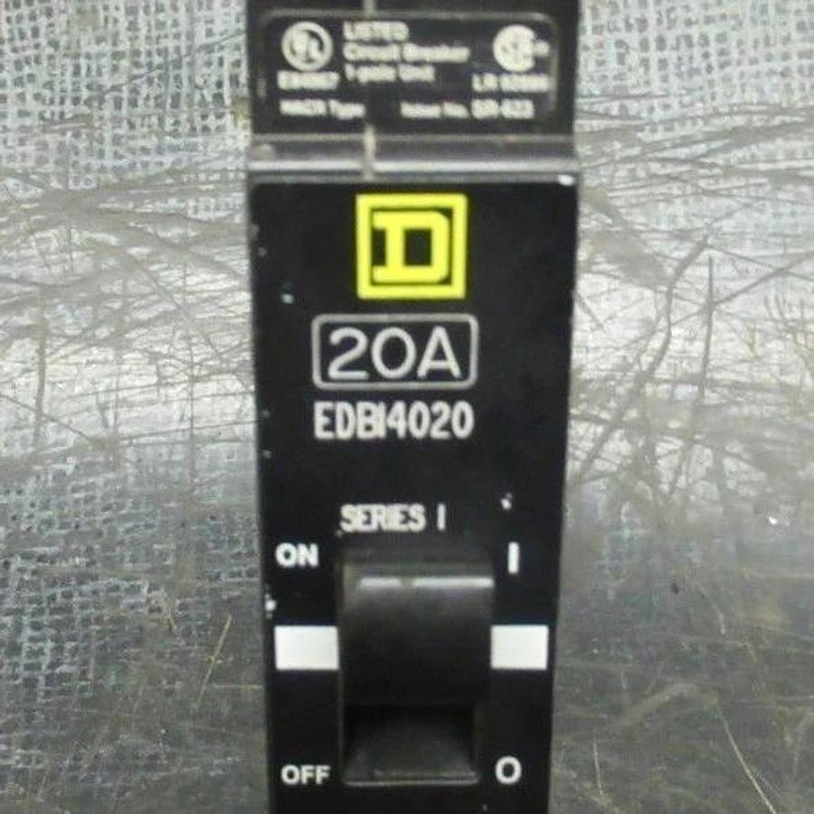 Used SQUARE D SINGLE POLE CIRCUIT BREAKER 20A EDB14020 277VAC **WARRANTY INCLUDED**