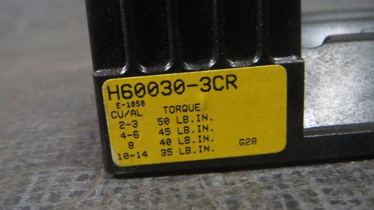 Used BUSS BLOCK FUSE HOLDER 30 AMP // 600V  MODEL: H60030-3CR **WARRANTY!**