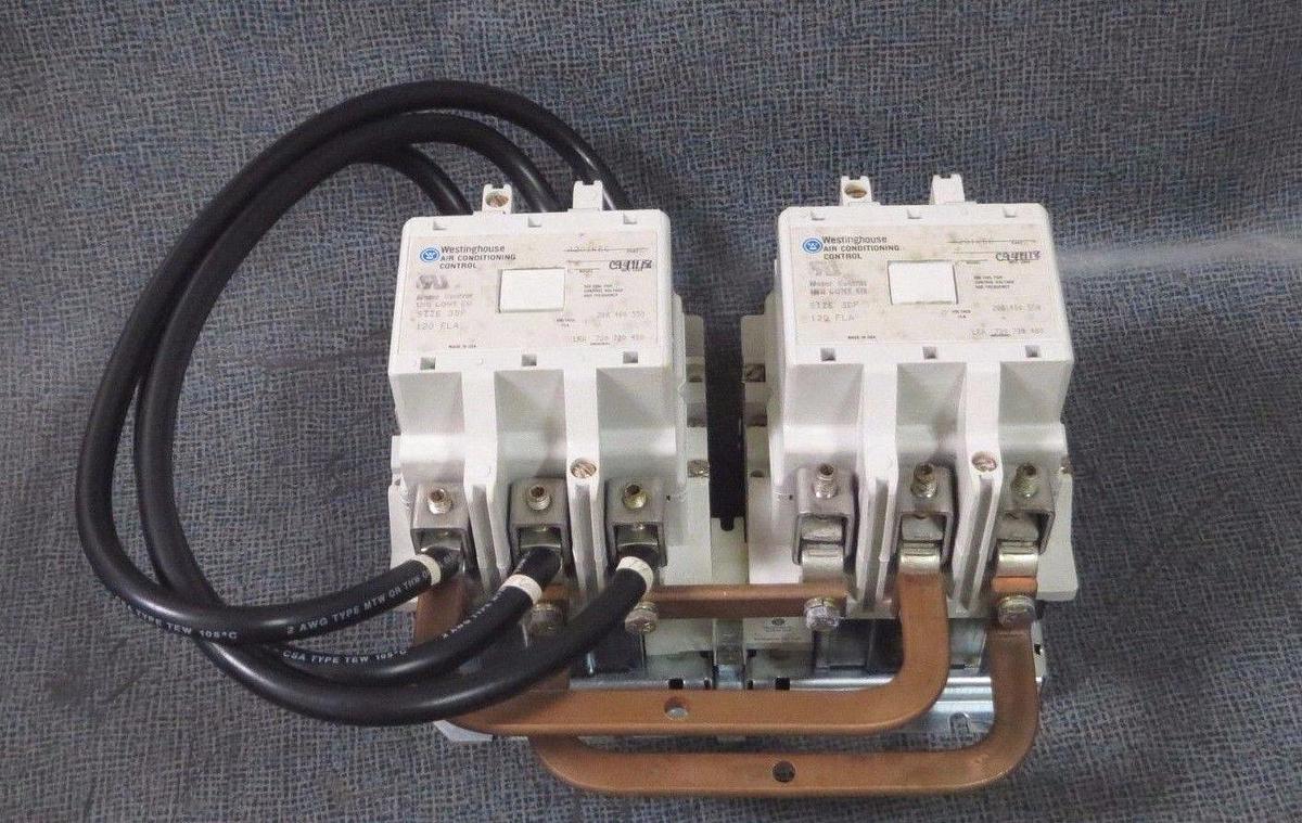 Used WESTINGHOUSE REVERSING CONTACTOR SET A201KEC (2) SIZE 3 DP 120 AMP 120V COILS