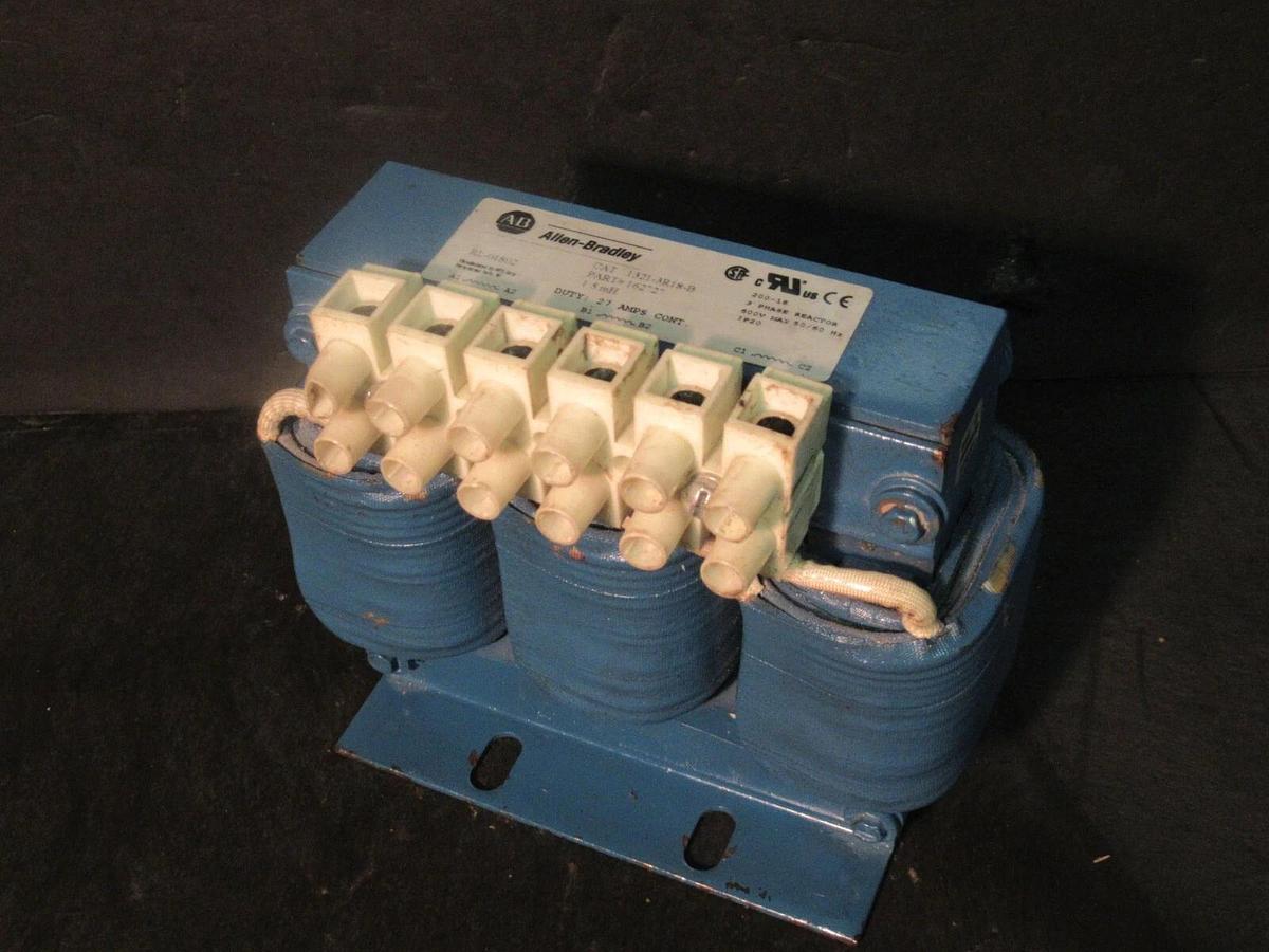 Used ALLEN BRADLEY 3 PH REACTOR CAT# 1321-3R18-B P/N: 162727 1.5 mH 27 AMP 600 V MAX