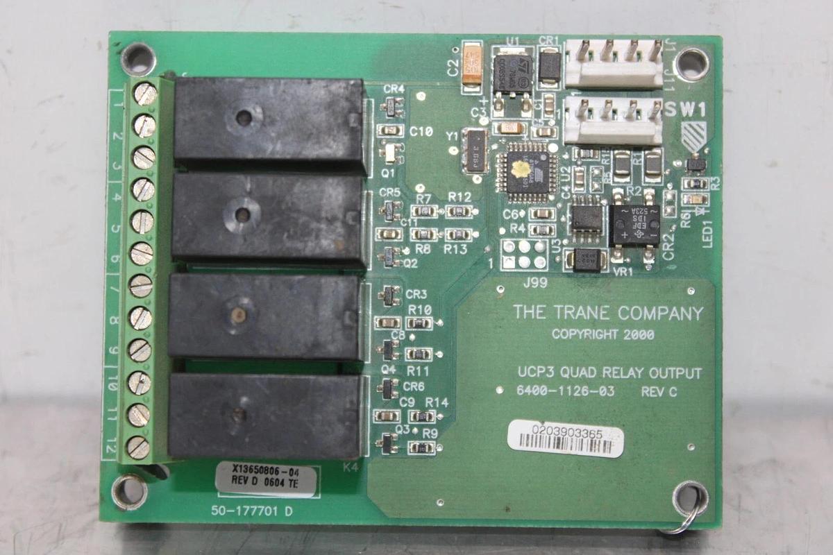 Used TRANE UCP3 QUAD RELAY OUTPUT 6400-1126-03 REV. C X13650806-04 REV. D *WARRANTY*