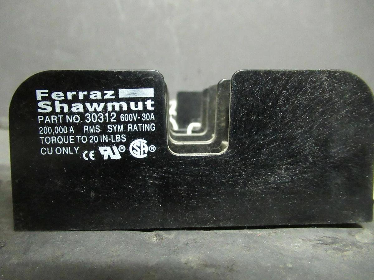 Used 2 PACK FERRAZ SHAWMUT FUSE LUG SET 30312 600 VOLTS 30 AMP **WARRANTY INCLUDED!**