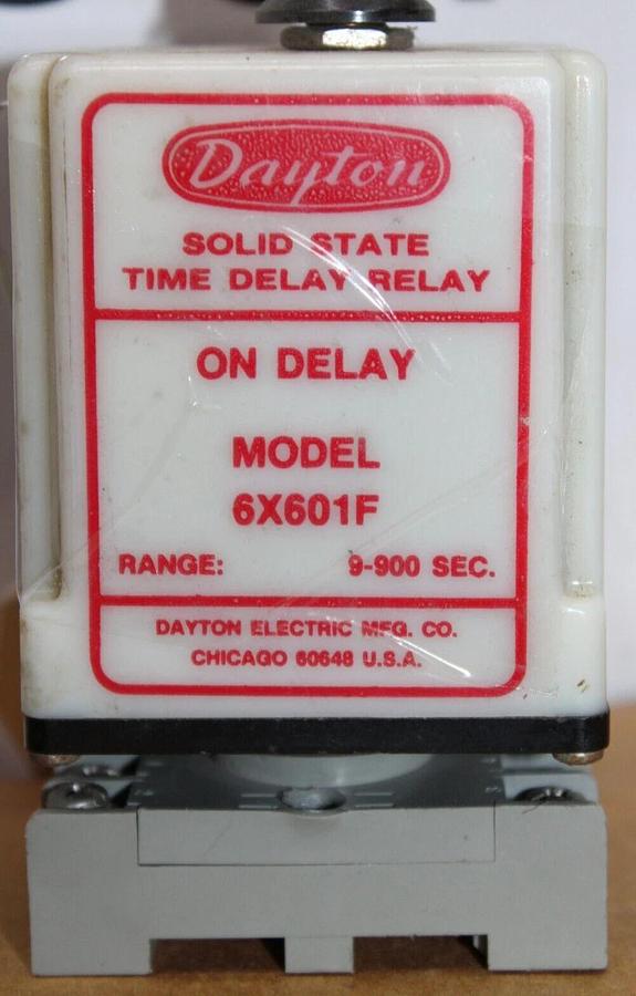 Used DAYTON TIME DELAY RELAY 6X601F 120/240 VAC 10 AMP 9-900 SEC **WARRANTY**