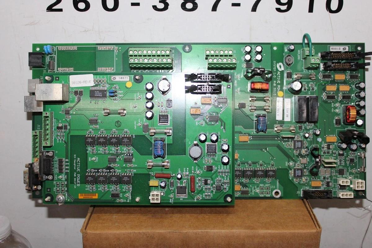 Used ACTIVE POWER SYSTEM I/O & DAUGHTER BOARD 30115-03 REV. E 30114 30127-04 30126-E