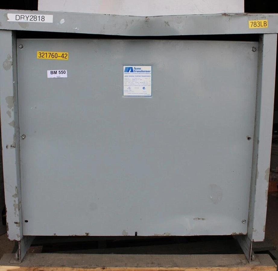 Used ACME TRANSFORMER T-1A-3500112-3S 112.5 KVA PRI: 480 VOLT SEC: 480Y/277 VOLT