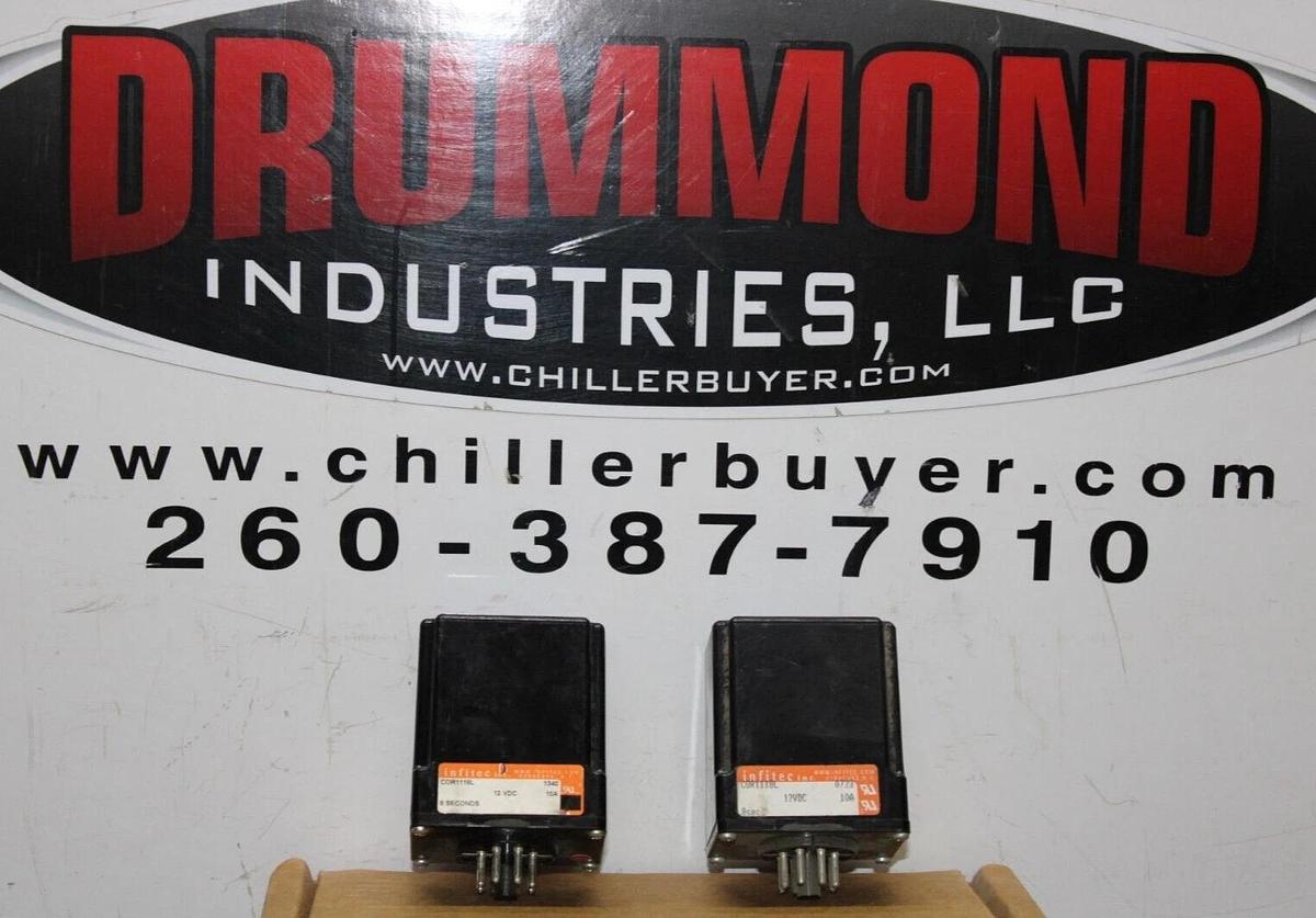 Used LOT OF 2 INFITEC TIME DELAY RELAY COR1118L 12 VDC 10 AMP 8 SECOND DELAY