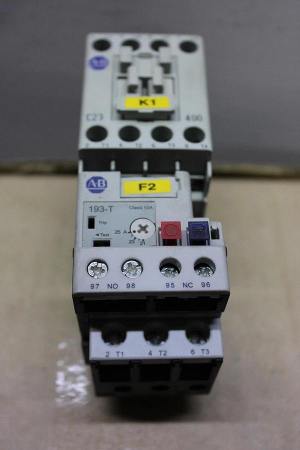 Used ALLEN BRADLEY STARTER 100-C23*400 W/ 193-T1AC25 600 VAC 30 AMP 15 HP *WARRANTY*