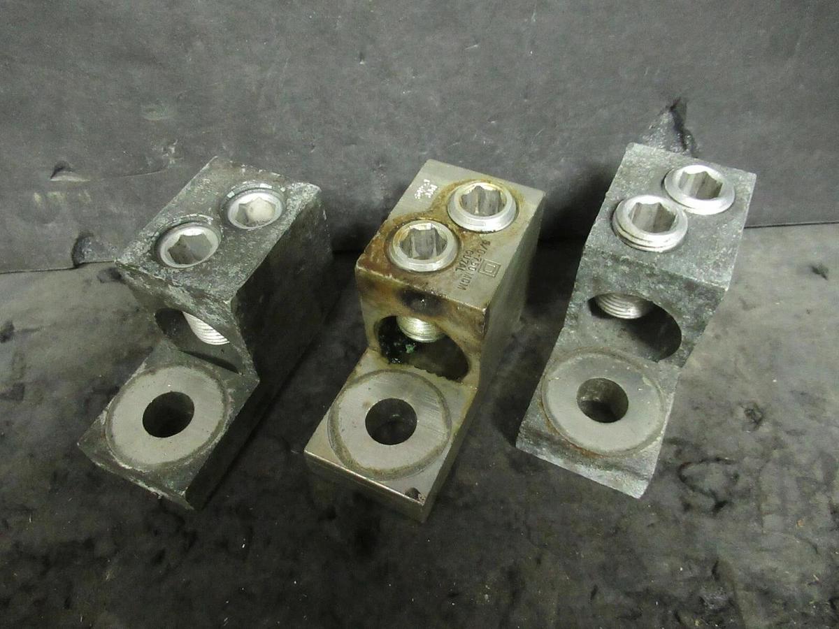 Used (3 QTY) SQUARE D DCC C-469 2 DOUBLE BARREL MECHANICAL CONNECTOR LUG TAPS 750MCM
