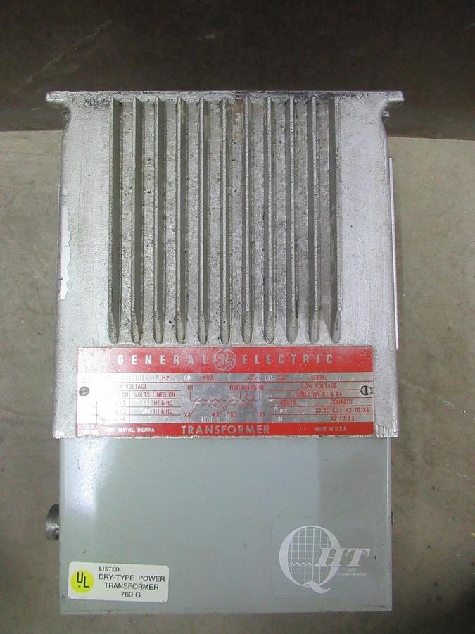Used 5 KVA GE DRY-TYPE TRANSFORMER 9T21B1013-G2 HIGH: 480 VAC LOW: 120/240 VAC