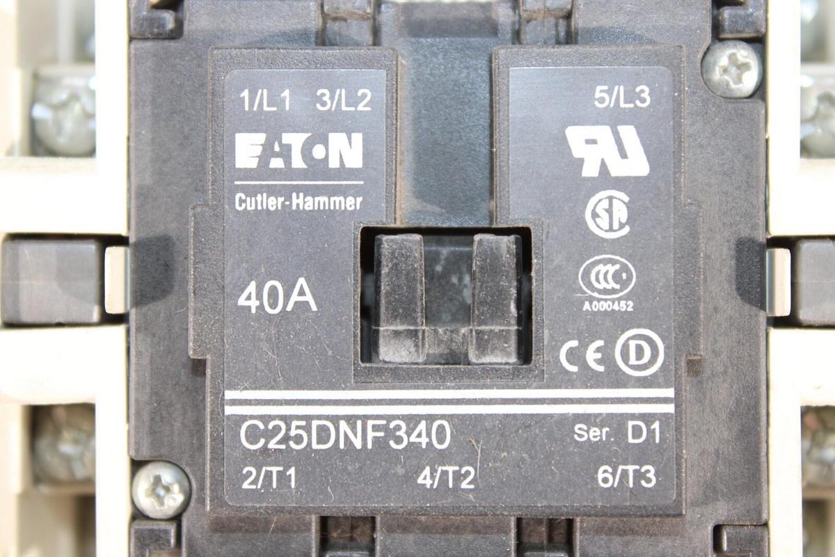 Used EATON CONTACTOR C25DNF340 40 AMP 3-POLE COIL: 24 VOLT **WARRANTY**