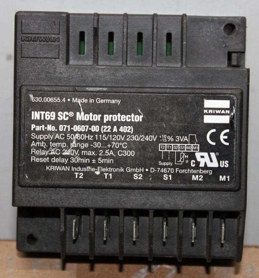 Used KRIWAN INT69 SC MOTOR PROTECTOR 071-0607-00 240 VOLT 2.5 AMP **WARRANTY**